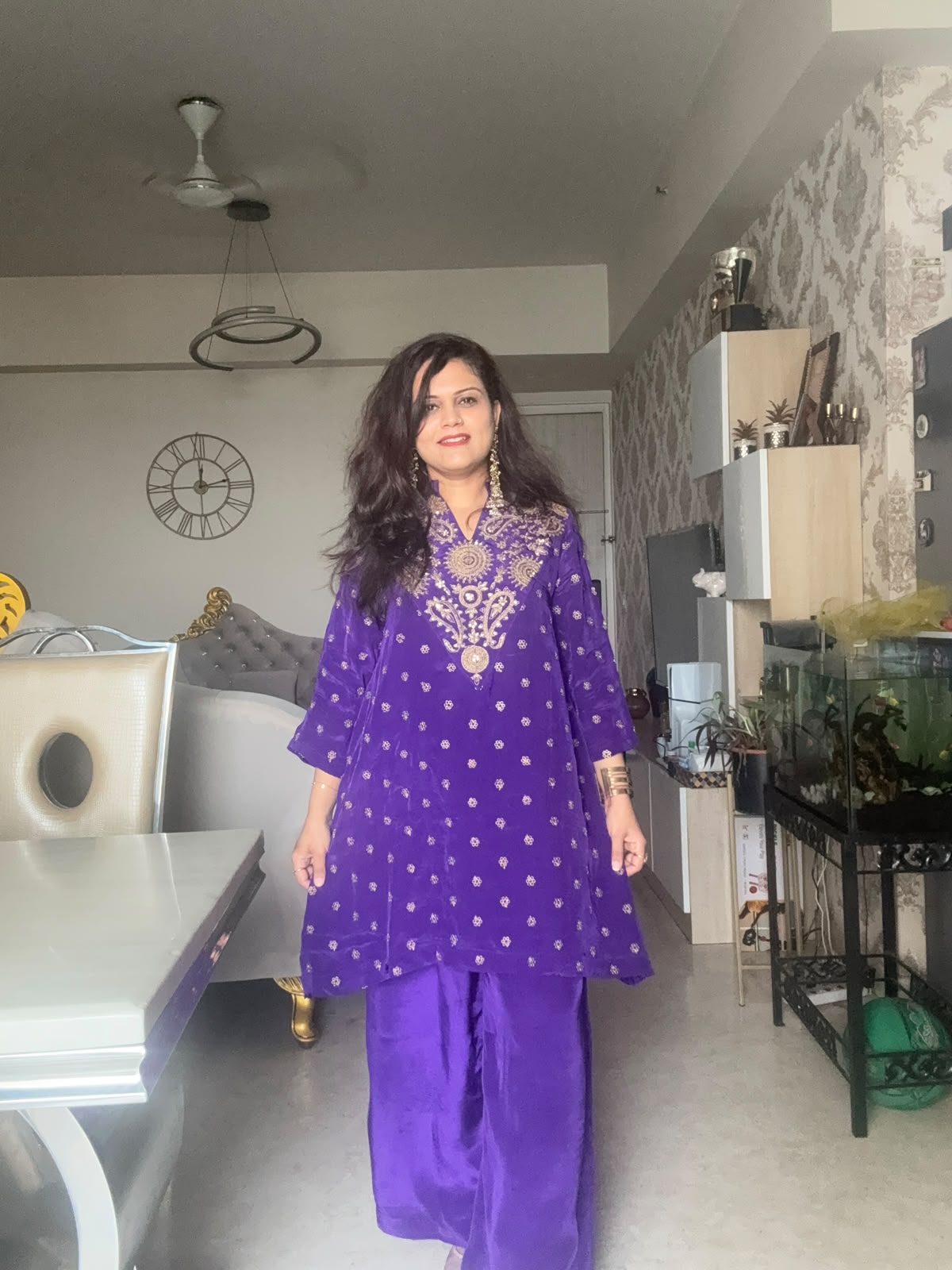 Crepe Kurti Plazzo Coord Set - SAJ070