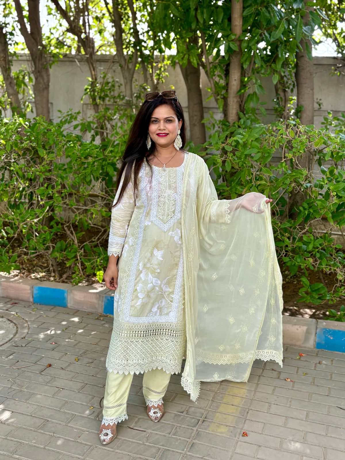Pure Cotton Lakhnavi Suit with Crochet Lacing - SC007