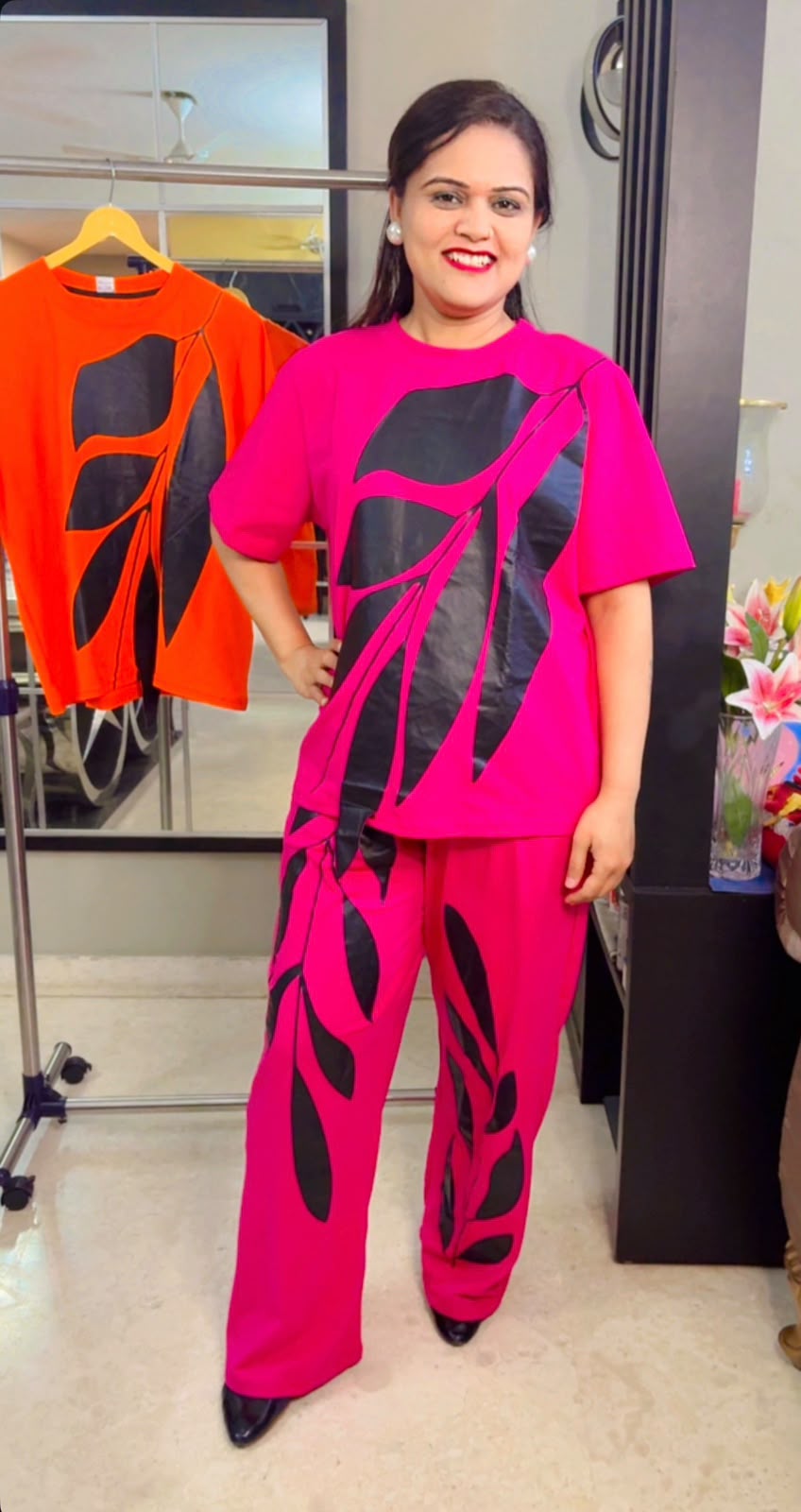 Leaf Design Top & Pant Travel Coord Set -SC001