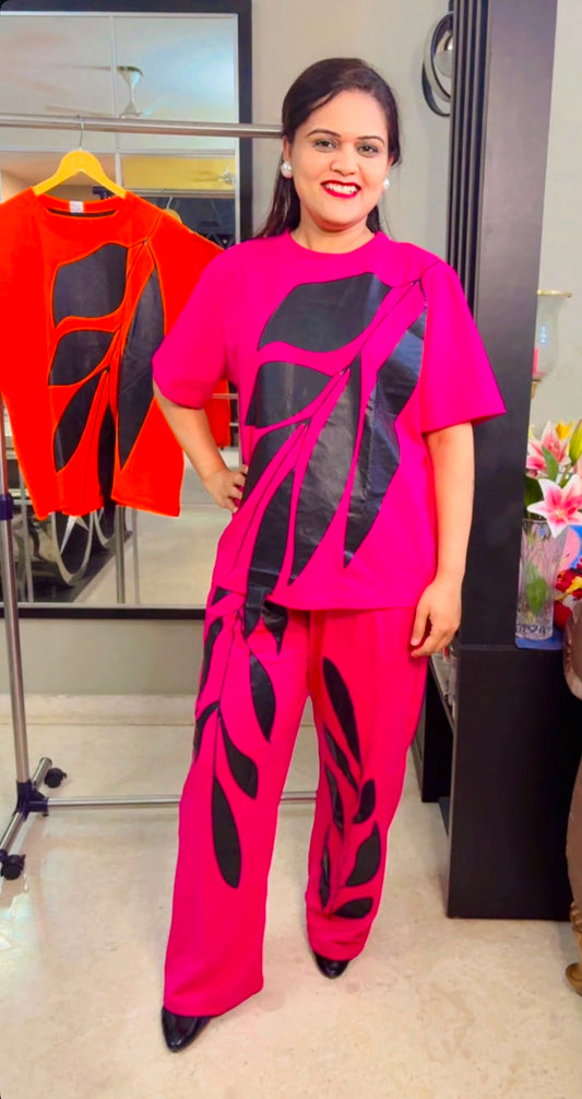 Leaf Design Top & Pant Travel Coord Set -SC001