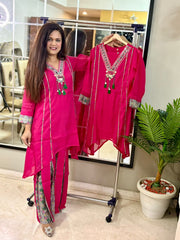 Bohemian Design Ikkat Fabric C Cut Sharara Set - SC034