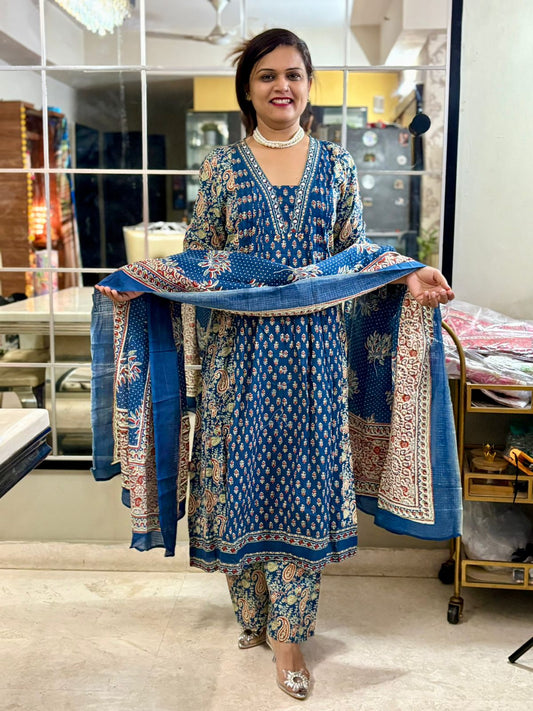 Cotton Anarkali - Blue - SC036