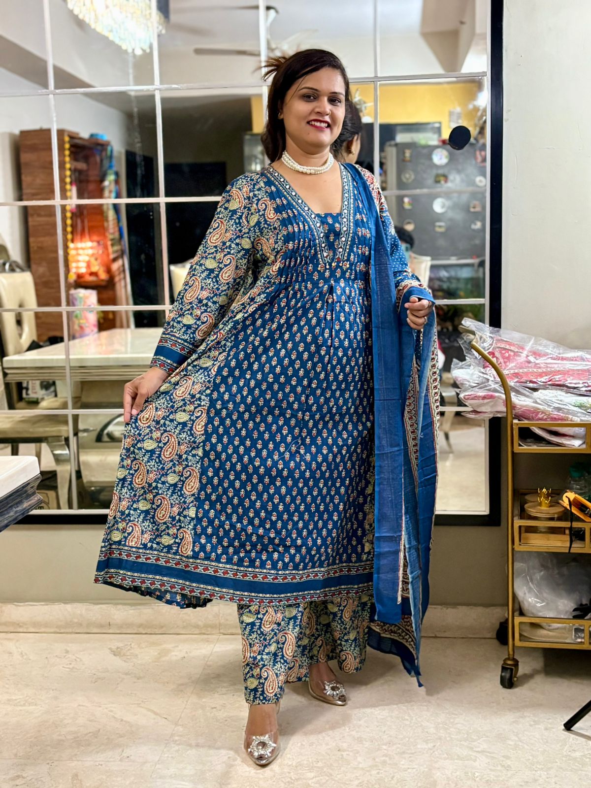 Cotton Anarkali - Blue - SC036