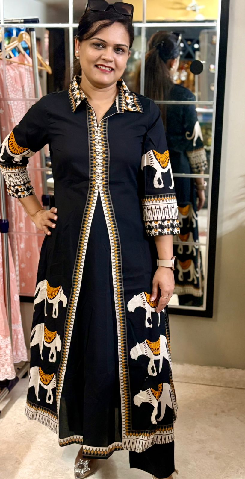 Black A Line Lion Design Coord Set - SC033
