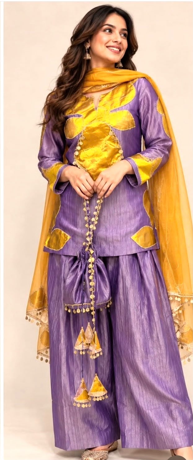 4PC Dress in Salsa Fabric with Potli - SAJ063