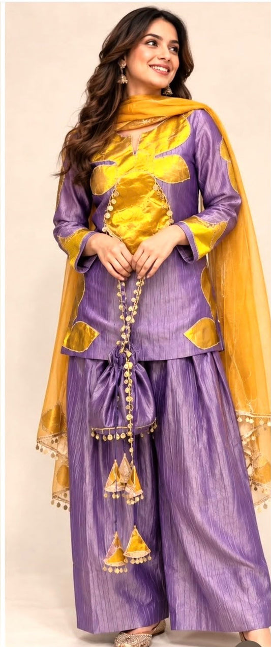 4PC Dress in Salsa Fabric with Potli - SAJ063
