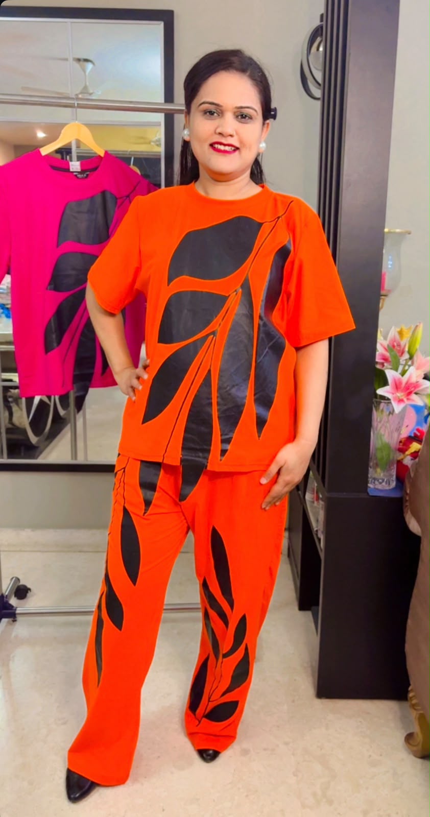 Leaf Design Top & Pant Travel Coord Set -SC001