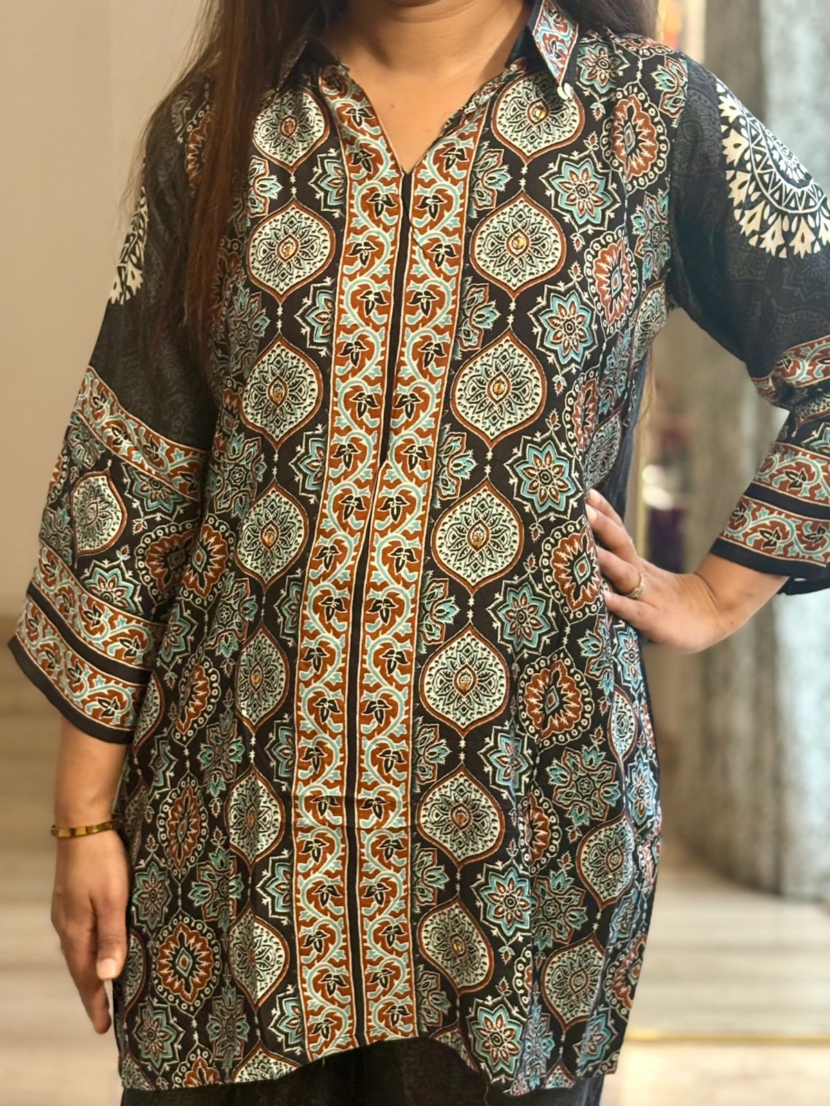 Ajrakh Charcoal Black Coord Set - SC032