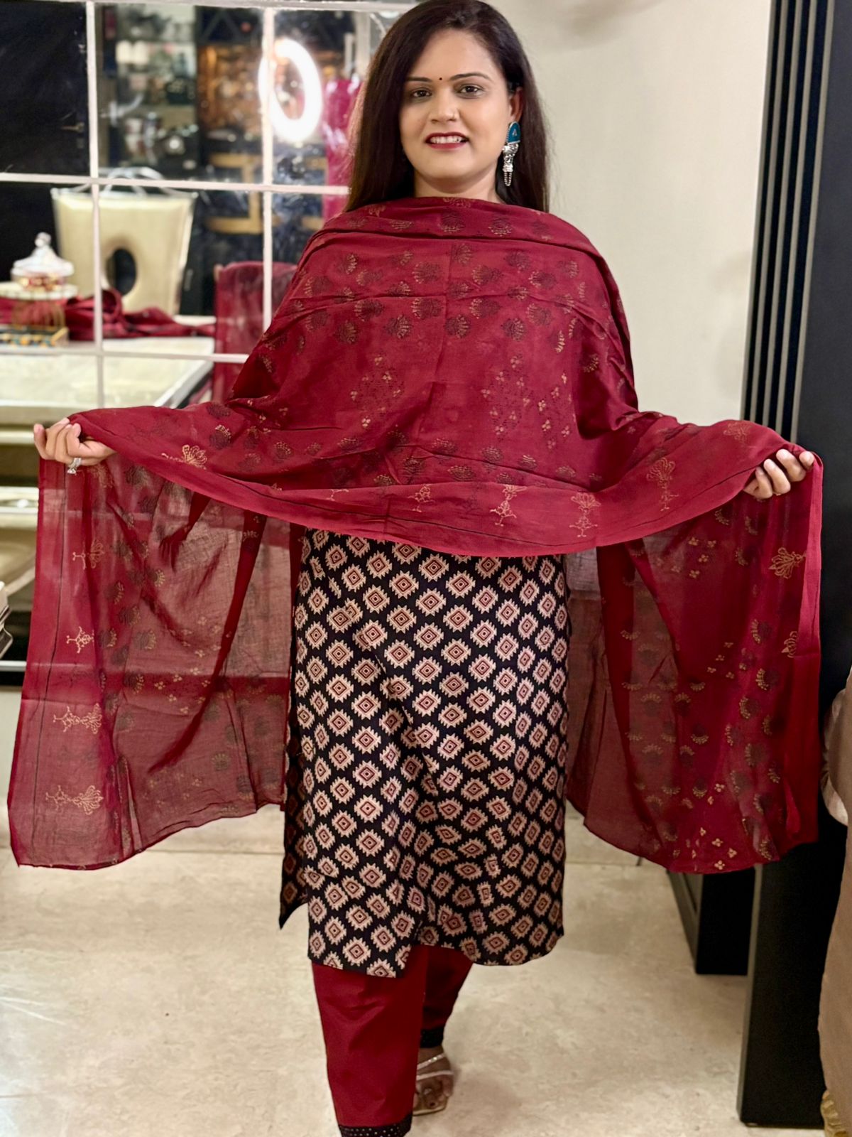 Cotton Ajrakh print Suit - SC029