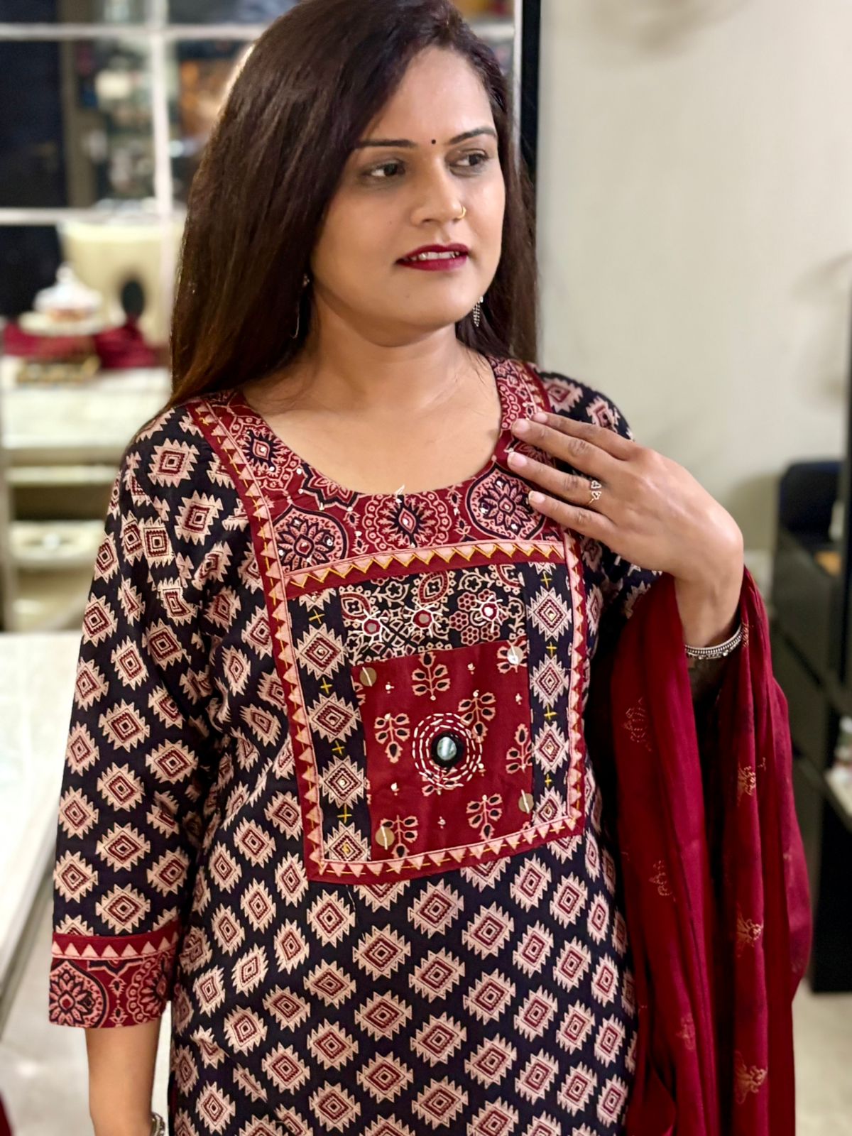 Cotton Ajrakh print Suit - SC029