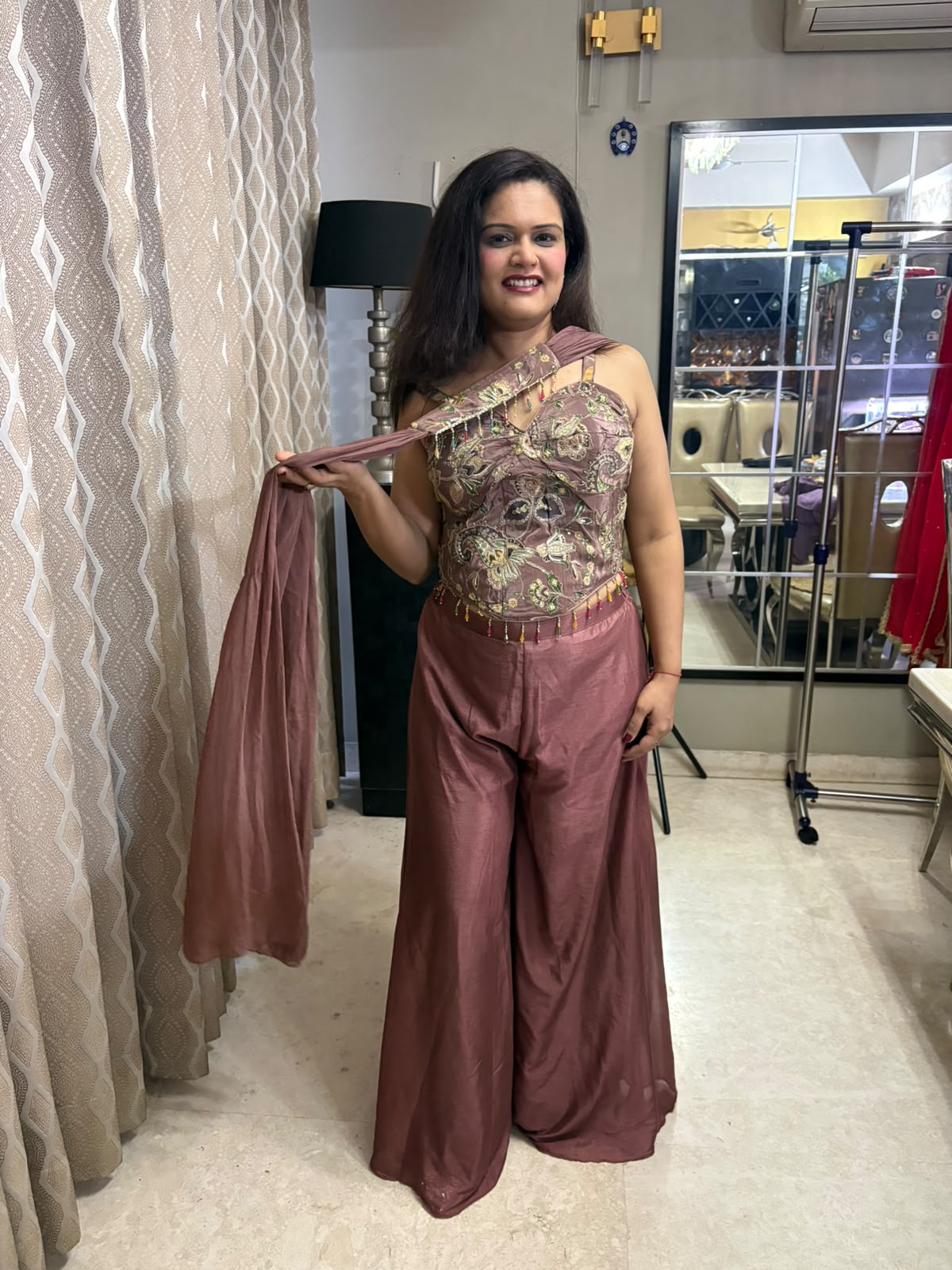 Onion Pink Peplum Plazzo Set - Indo Western Dress - SAJ060