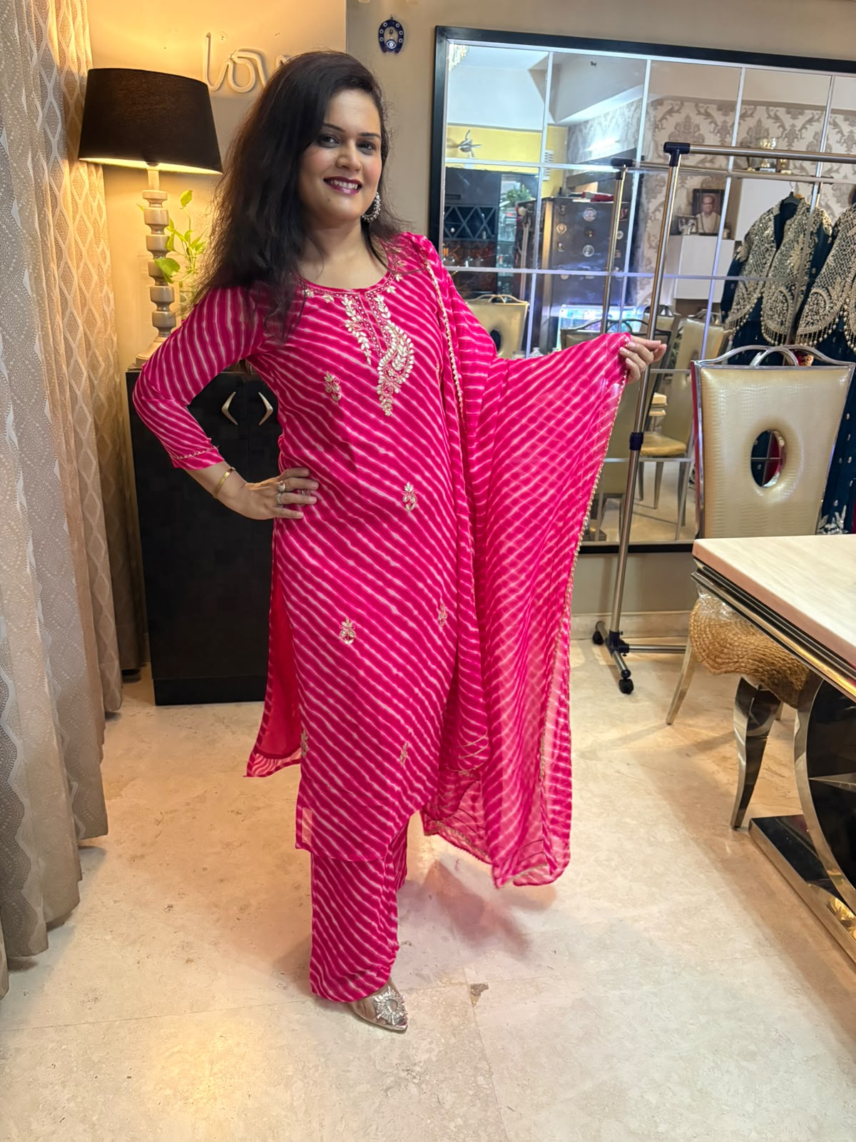 Festive Georgette Gotta Patti Handwork Lehriya Suit Set -SAJ062