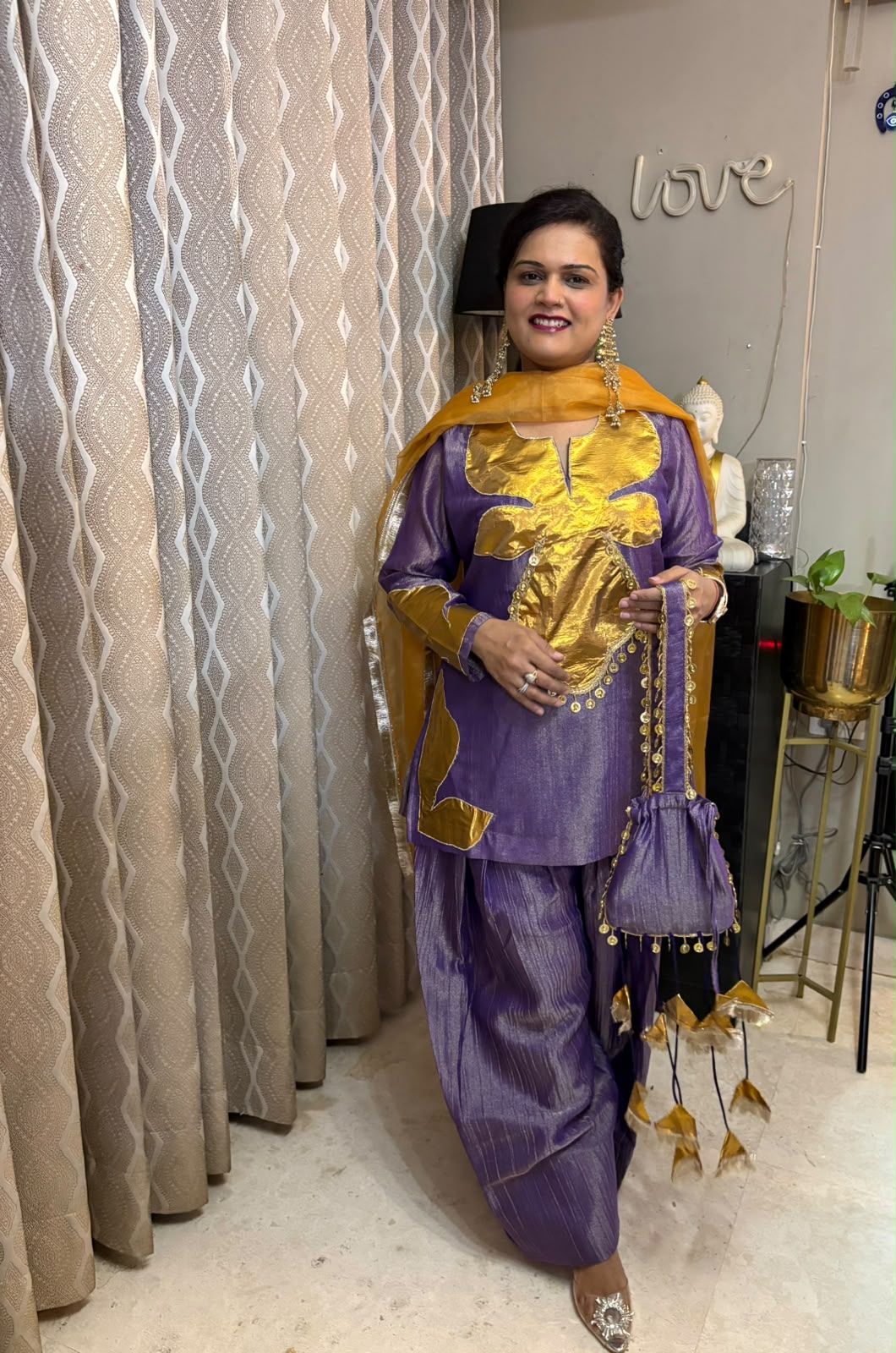 4PC Dress in Salsa Fabric with Potli - SAJ063